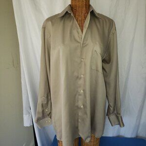 Geoffrey Beene Men's Sateen Button Down Dress Shirt in Brown - 17 36/37